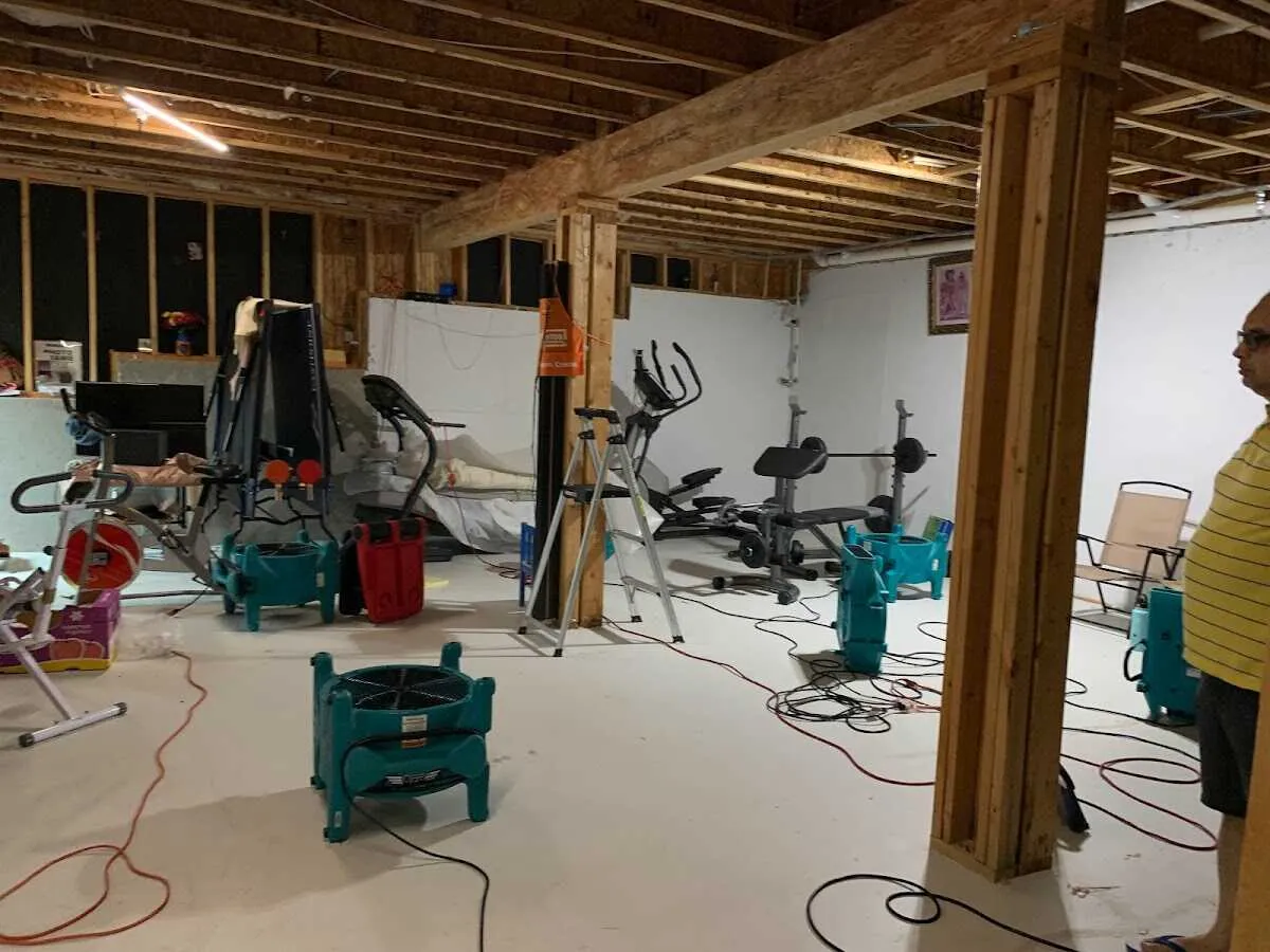 Basement drying equipment setup for Contents Cleaning & Restoration in Silverton